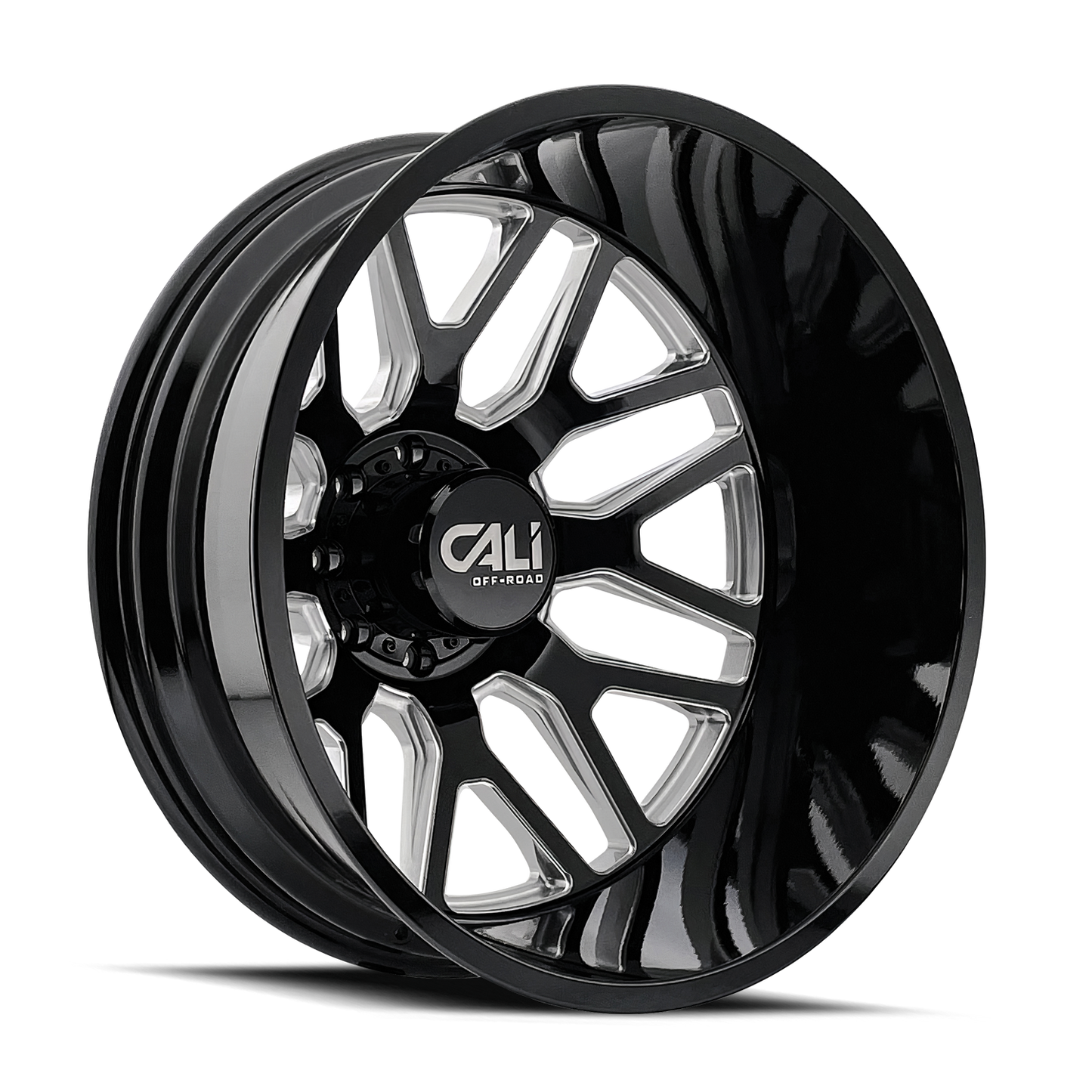 Cali Off-Road Invader Dually Rear - 24x8.25 -232mm 8x165.1 (8x6.5) Gloss Black Milled Wheel | 9115D-24881BMR232