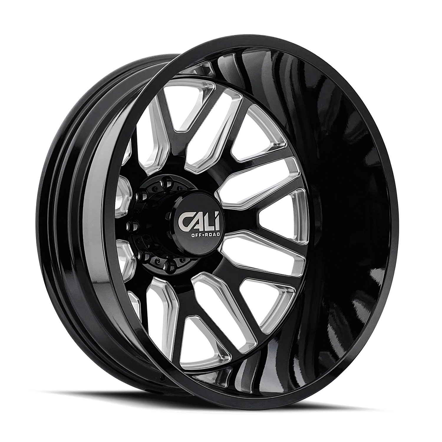 Cali Off-Road Invader Dually Rear - 24x8.25 -232mm 8x165.1 (8x6.5) Gloss Black Milled Wheel | 9115D-24881BMR232