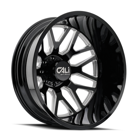 Cali Off-Road Invader Dually Rear - 24x8.25 -232mm 8x165.1 (8x6.5) Gloss Black Milled Wheel | 9115D-24881BMR232