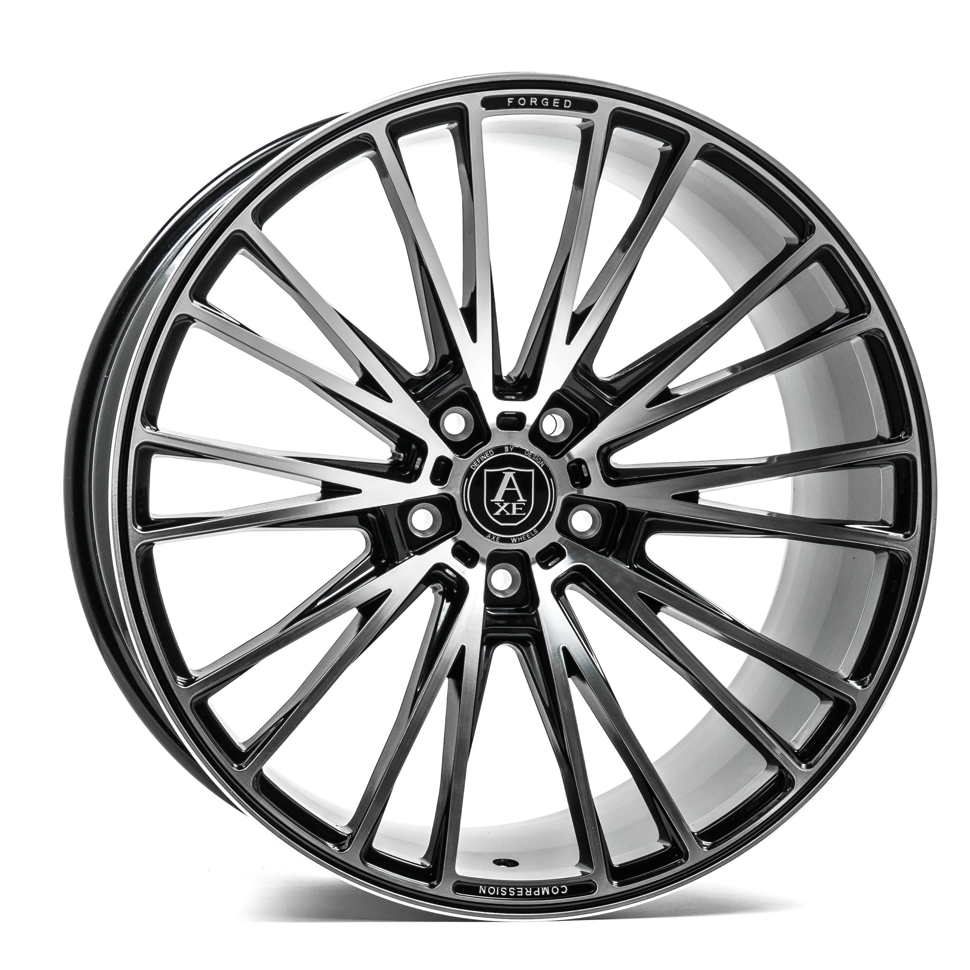 AXE CF2 22x9 35 5x114.3 BLACK AND POLISHED FACE