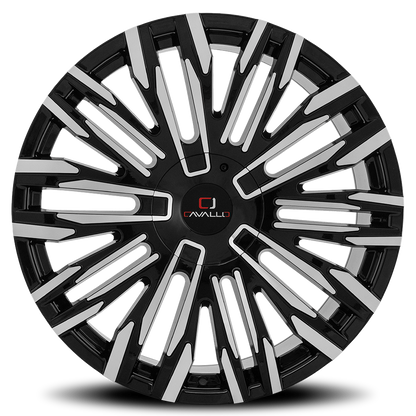 CAVALLO CLV-28 22X8.5 38 5X114.3/5X120 GLOSS BLACK & MACHINED