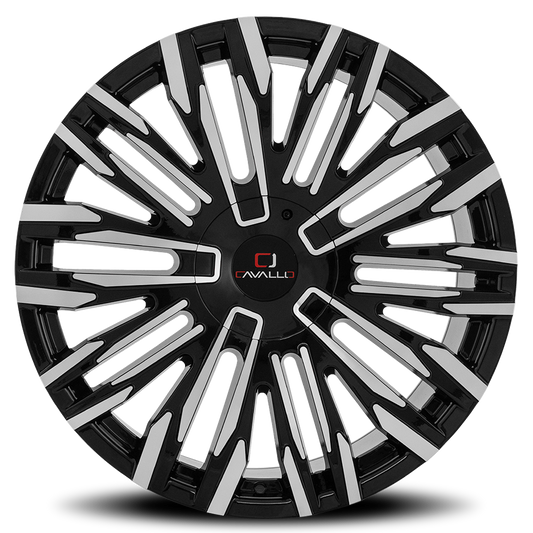 CAVALLO CLV-28 22X9.5 25 6X135/6X139.7 GLOSS BLACK & MACHINED