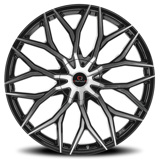 CAVALLO CLV-37 20X8.5 35 5X110/5X114.3 GLOSS BLACK & MACHINED
