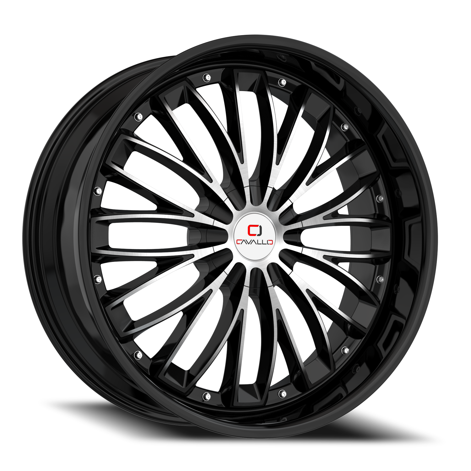 CAVALLO CLV-42 20X8.5 35 5X108/5X114.3 GLOSS BLACK & MACHINED