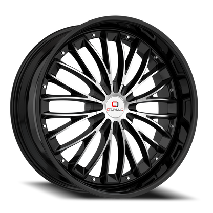 CAVALLO CLV-42 22X8.5 38 5X112/5X114.3 GLOSS BLACK & MACHINED
