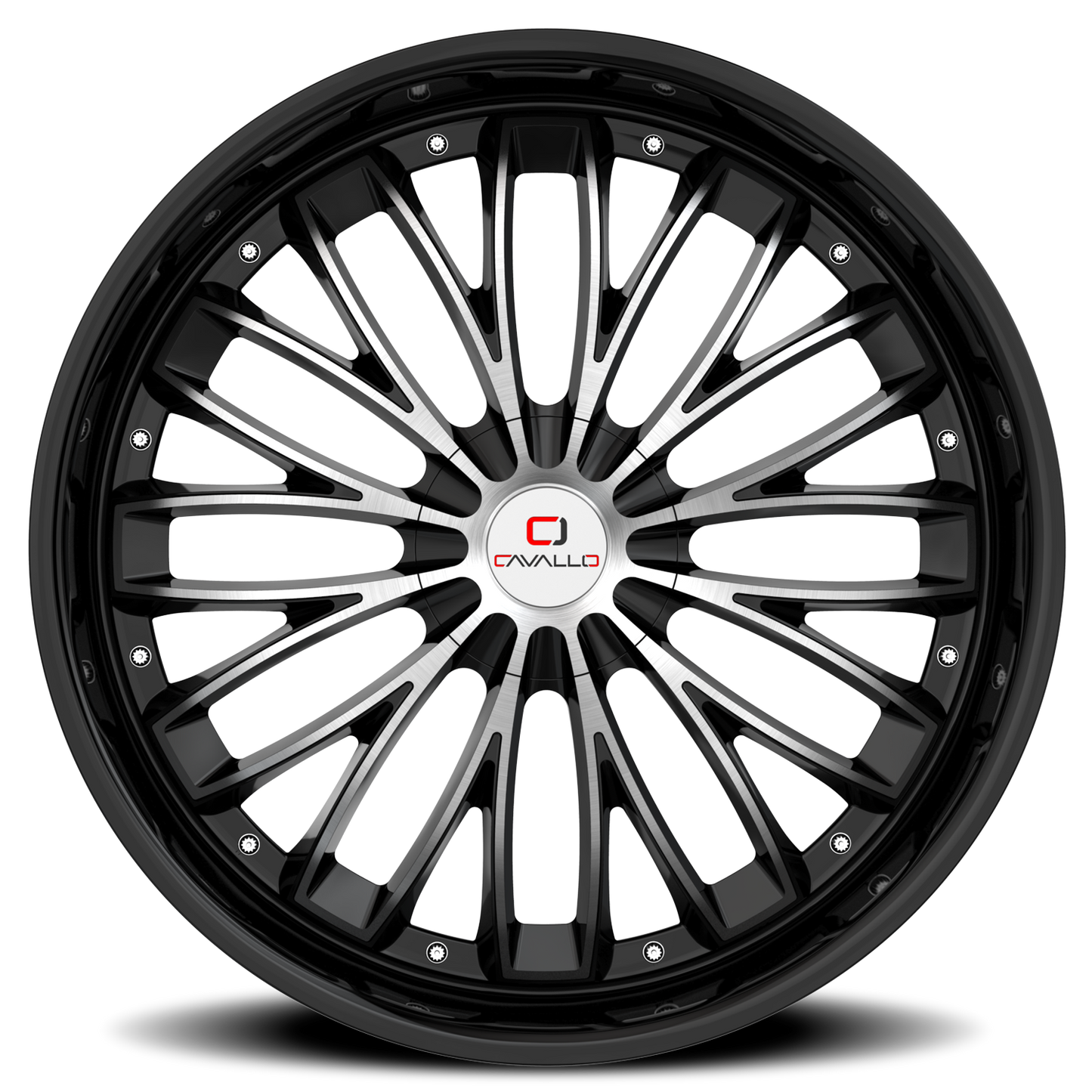 CAVALLO CLV-42 20X8.5 35 5X108/5X114.3 GLOSS BLACK & MACHINED