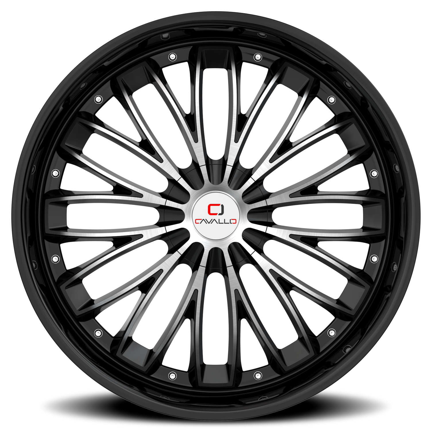 CAVALLO CLV-42 20X8.5 35 5X108/5X114.3 GLOSS BLACK & MACHINED