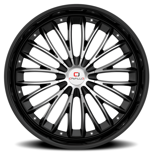 CAVALLO CLV-42 20X8.5 35 5X108/5X114.3 GLOSS BLACK & MACHINED