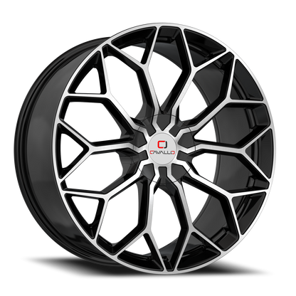 CAVALLO CLV-44 20X8.5 35 5X112/5X114.3 GLOSS BLACK & MACHINED