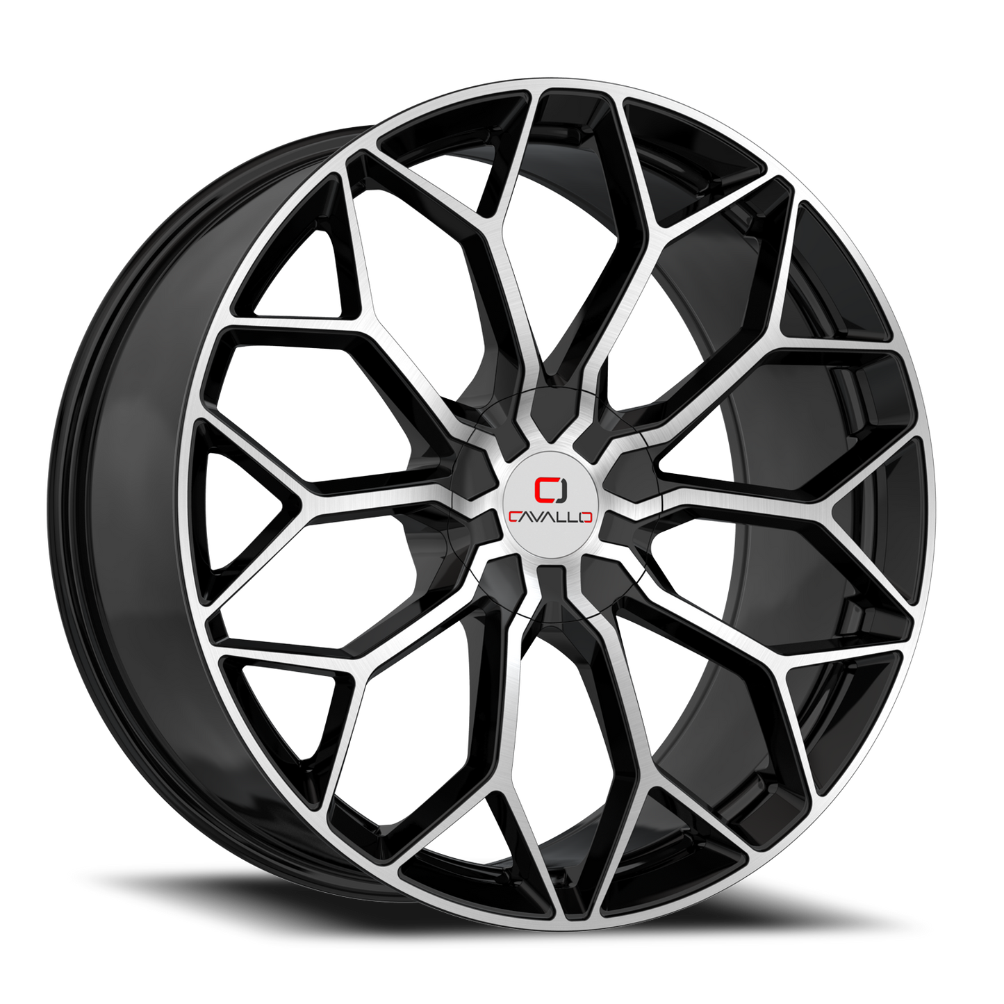 CAVALLO CLV-44 22X8.5 38 5X112/5X114.3 GLOSS BLACK & MACHINED