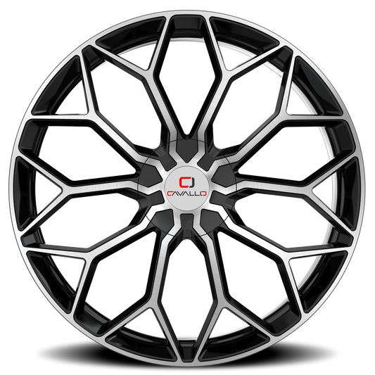 CAVALLO CLV-44 22X8.5 38 5X108/5X114.3 GLOSS BLACK & MACHINED