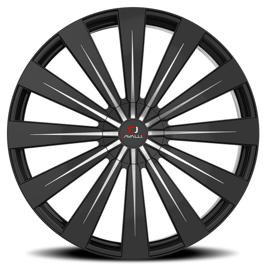 CAVALLO CLV-49 22X8.5 38 5X112/5X114.3 GLOSS BLACK & MACHINED