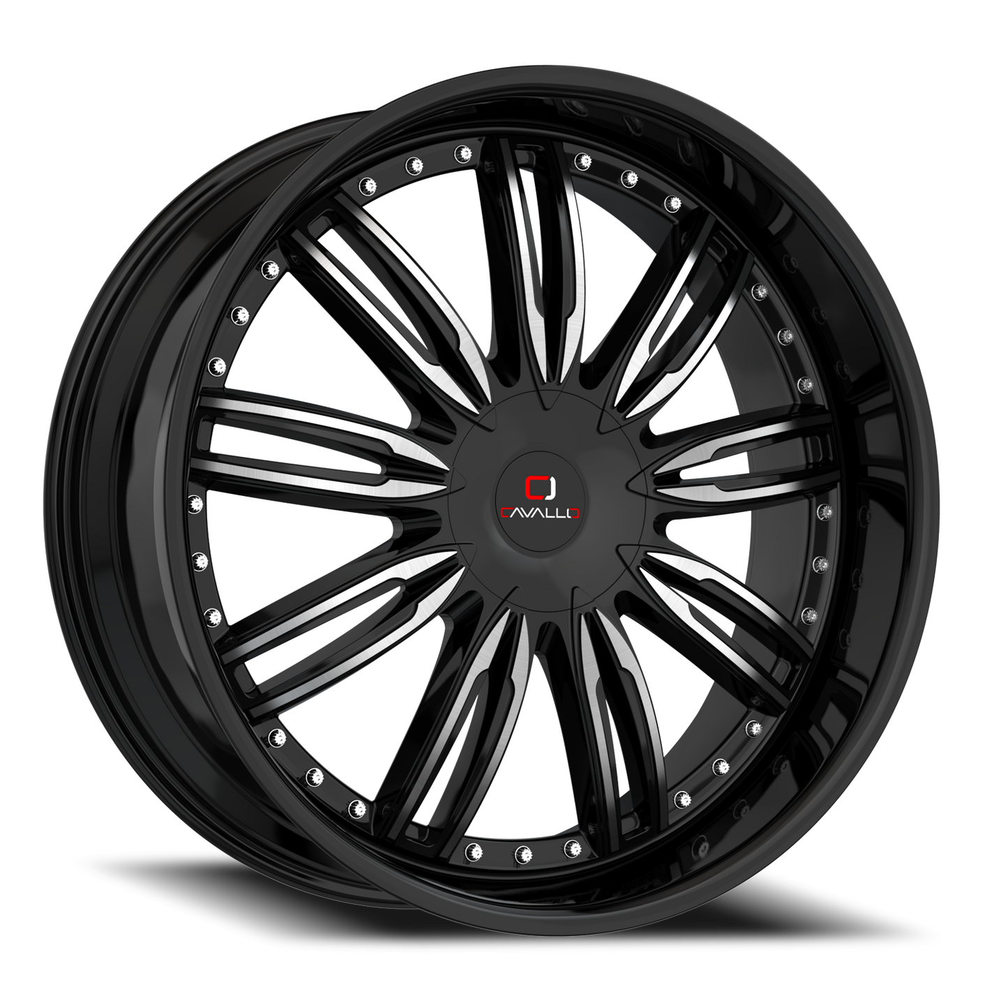 CAVALLO CLV-54 22X8.5 38 5X112/5X114.3 GLOSS BLACK & MACHINED