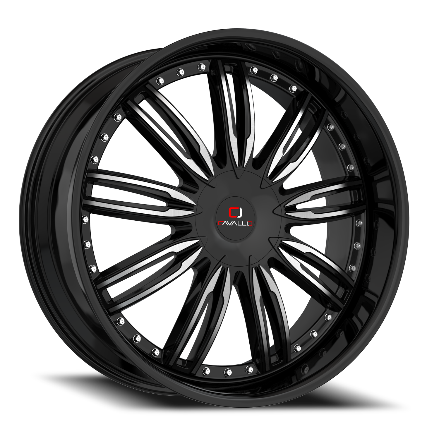 CAVALLO CLV-54 20X8.5 35 5X112/5X114.3 GLOSS BLACK & MACHINED