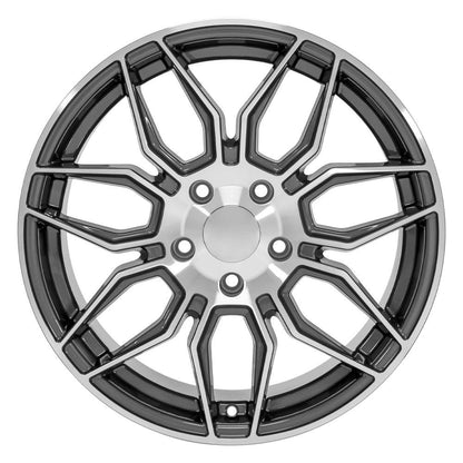 18" Replica Wheel CV03C Fits Chevrolet C7 Corvette 18x8.5 Gunmetal Machined Wheel