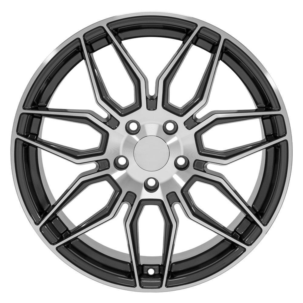 19" Replica Wheel CV03D Fits Chevrolet C8 Corvette 19x8.5 Gunmetal Machined Wheel