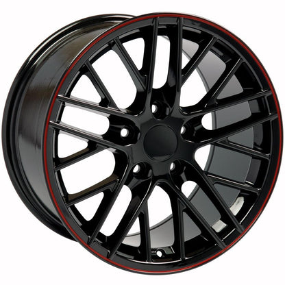 18" Replica Wheel CV08B Fits Chevrolet Corvette C6 ZR1 18x8.5 Redline Wheel