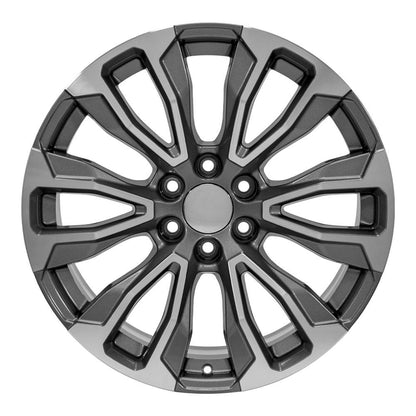 22" Replica Wheel CV30 Fits GMC Yukon 1500 22x9 Gunmetal Machined Wheel