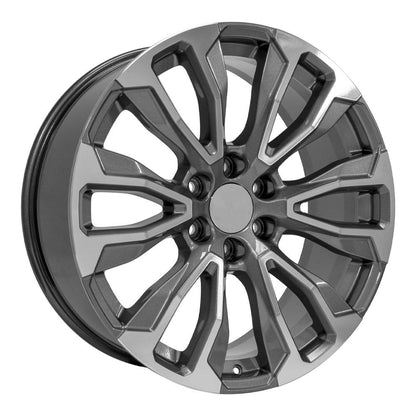 22" Replica Wheel CV30 Fits GMC Yukon 1500 22x9 Gunmetal Machined Wheel