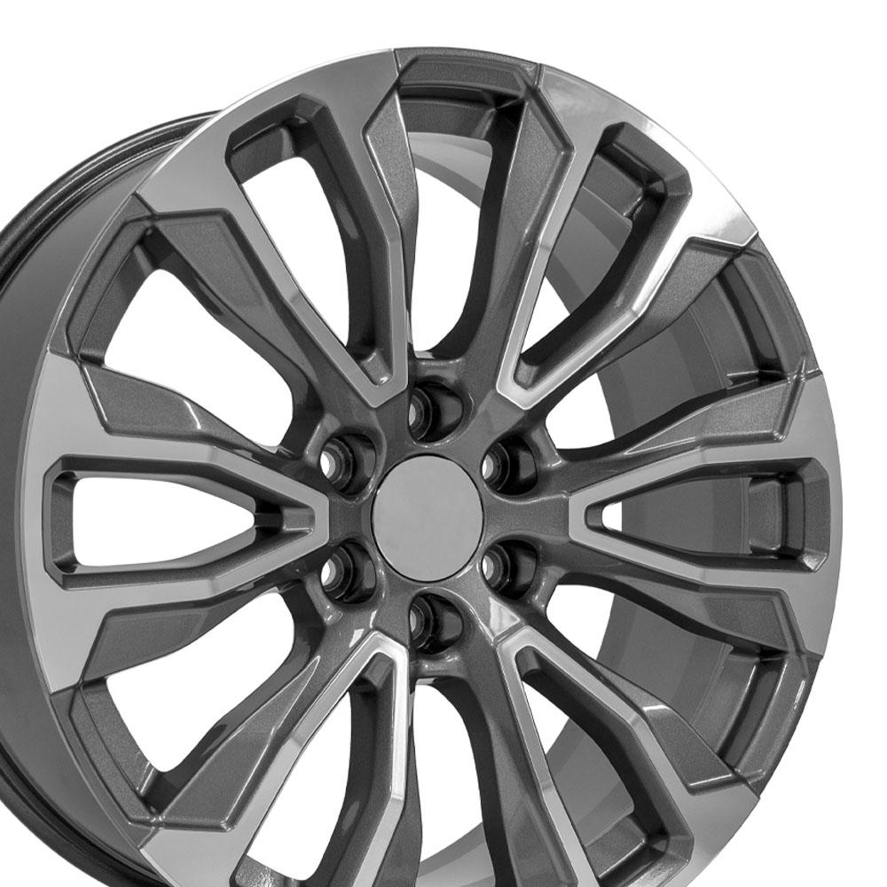 22" Replica Wheel CV30 Fits GMC Yukon 1500 22x9 Gunmetal Machined Wheel
