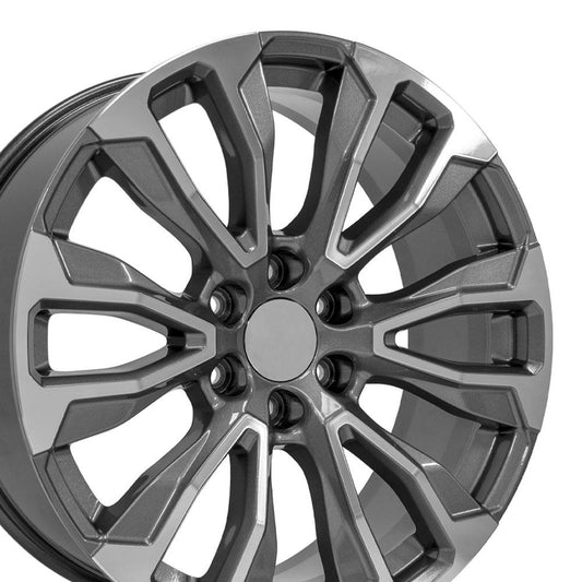 22" Replica Wheel CV30 Fits GMC Yukon 1500 22x9 Gunmetal Machined Wheel