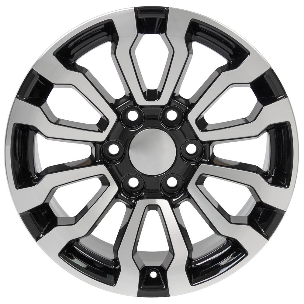 18" Replica Wheel CV35 Fits GMC Sierra 18x8.5 Black Machined Wheel