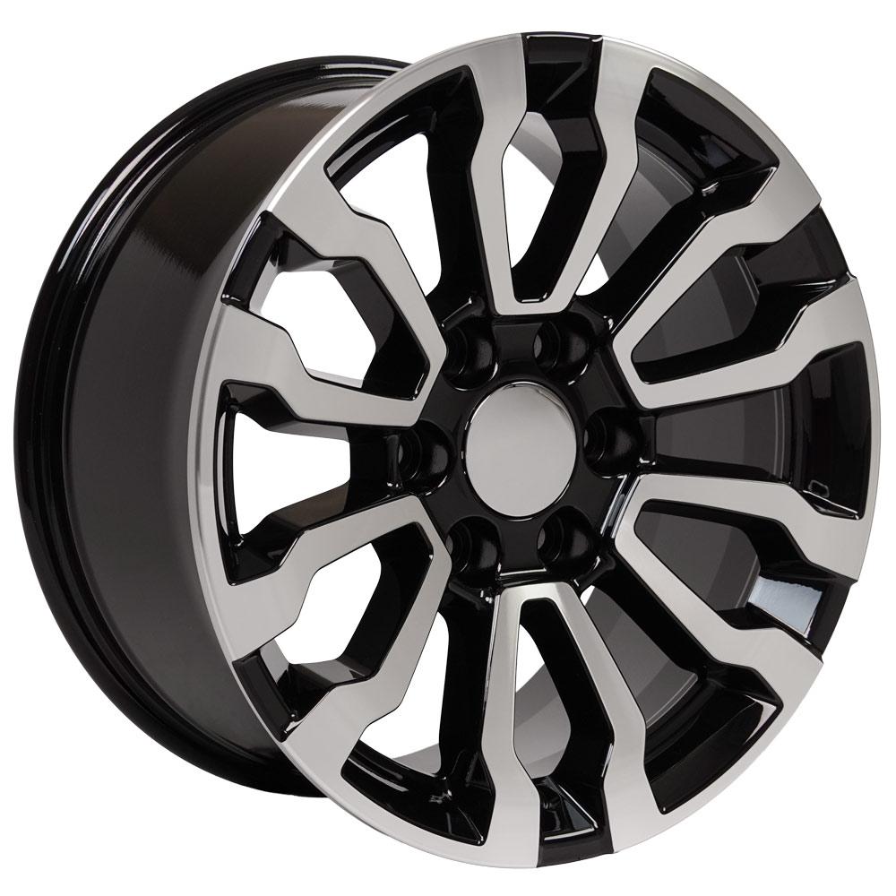 18" Replica Wheel CV35 Fits GMC Sierra 18x8.5 Black Machined Wheel