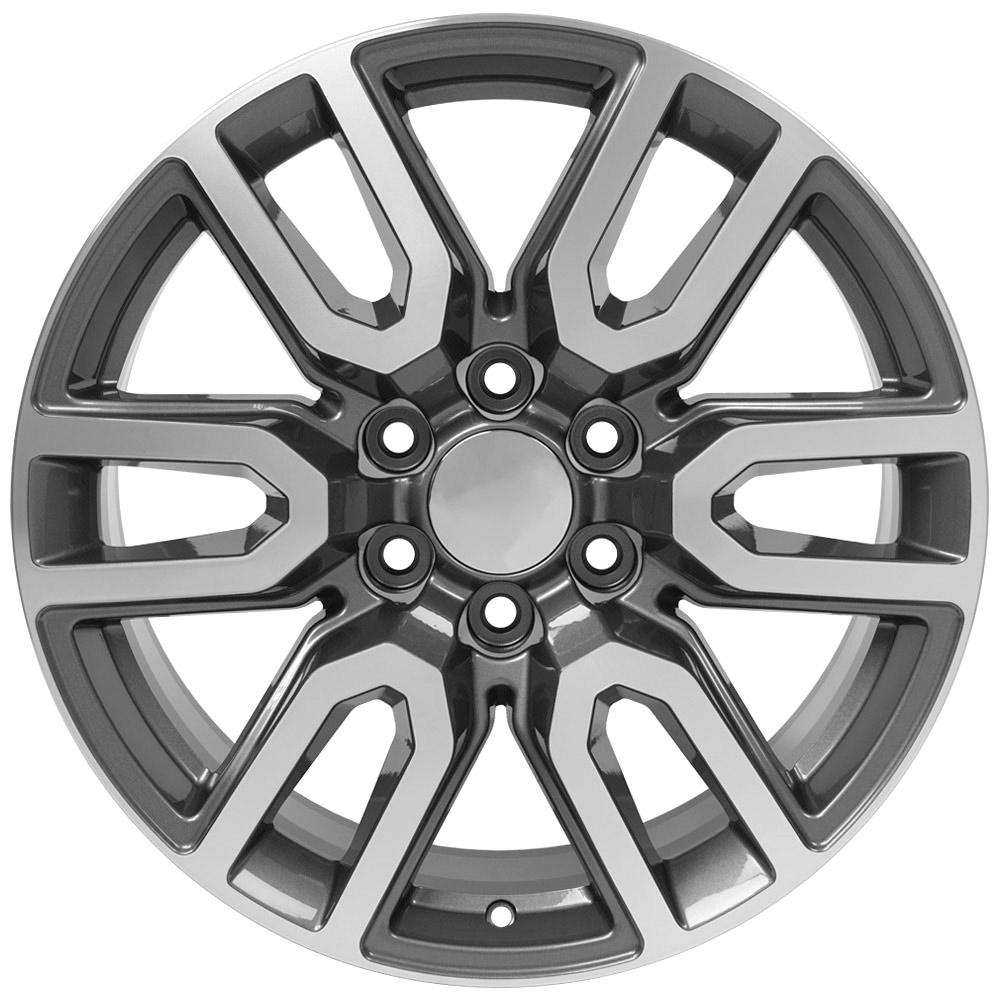 20" Replica Wheel CV36 Fits GMC Sierra 20x9 Gunmetal Machined Wheel