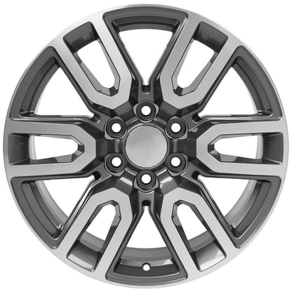 20" Replica Wheel CV36 Fits GMC Sierra 20x9 Gunmetal Machined Wheel
