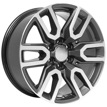 20" Replica Wheel CV36 Fits GMC Sierra 20x9 Gunmetal Machined Wheel