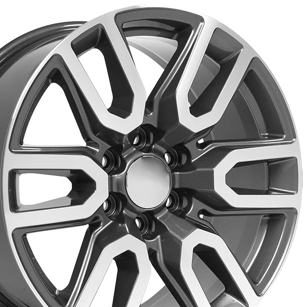20" Replica Wheel CV36 Fits GMC Sierra 20x9 Gunmetal Machined Wheel