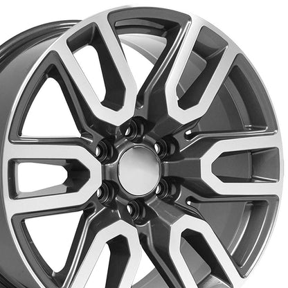 20" Replica Wheel CV36 Fits GMC Sierra 20x9 Gunmetal Machined Wheel