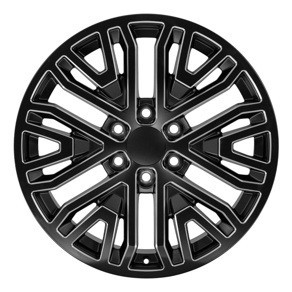 20" Replica Wheel CV37 Fits GMC Sierra 1500 20x9 Black with Milled Edge Wheel