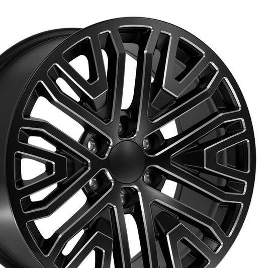 20" Replica Wheel CV37 Fits GMC Sierra 1500 20x9 Black with Milled Edge Wheel