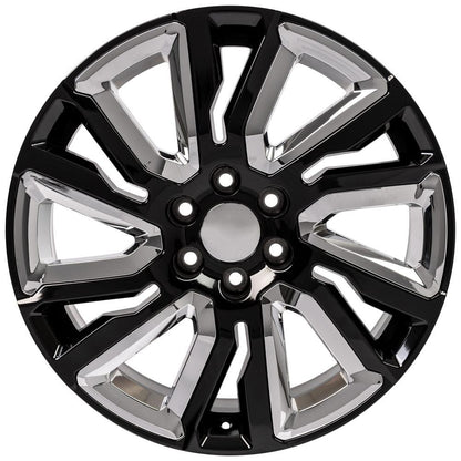 22" Replica Wheel CV39 Fits GMC Sierra 22x9 Black and Chrome Wheel