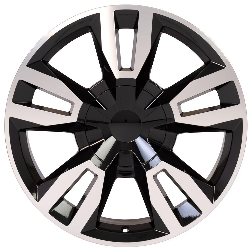 22" Replica Wheel CV40 Fits Chevrolet Tahoe 22x9 Black Mach'd Wheel