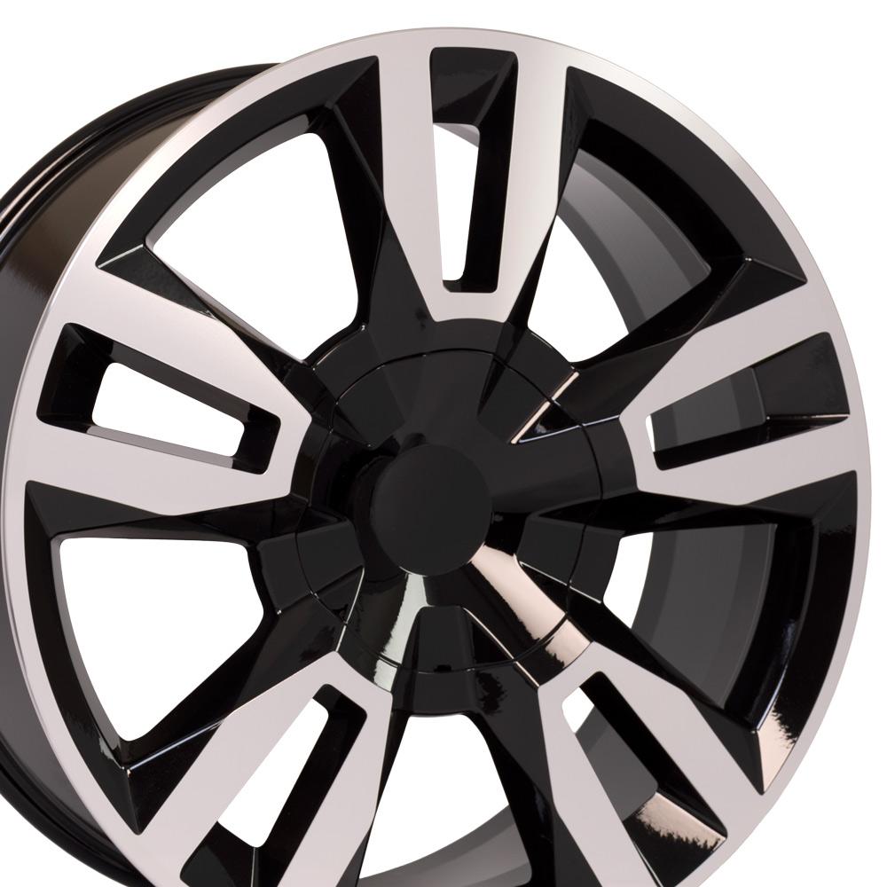22" Replica Wheel CV40 Fits Chevrolet Tahoe 22x9 Black Mach'd Wheel