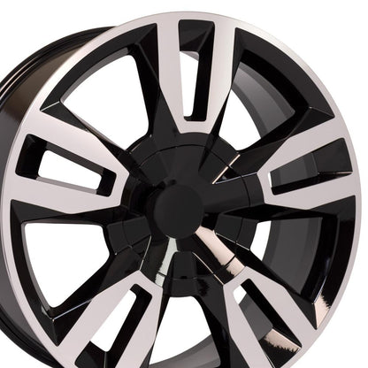 22" Replica Wheel CV40 Fits Chevrolet Tahoe 22x9 Black Mach'd Wheel