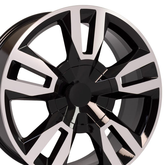 22" Replica Wheel CV40 Fits Chevrolet Tahoe 22x9 Black Mach'd Wheel