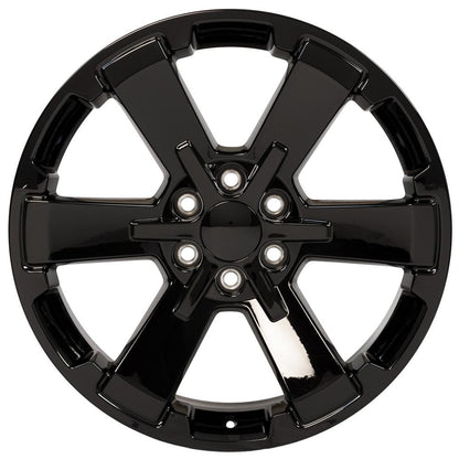 22" Replica Wheel CV41B Fits Chevy Silverado Rally 22x9 Gloss Black Wheel