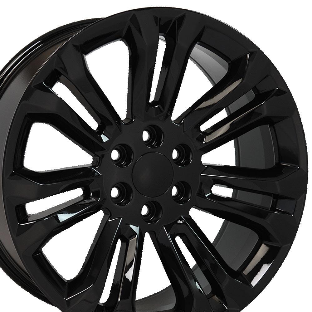 22" Replica Wheel CV43 Fits Chevrolet Silverado 22x9 Black Wheel