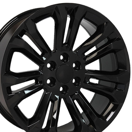 22" Replica Wheel CV43 Fits Chevrolet Silverado 22x9 Black Wheel