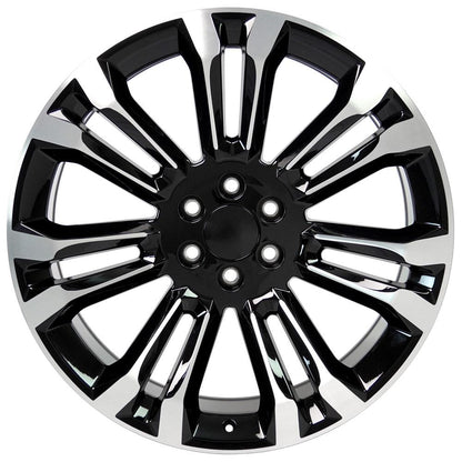 24" Replica Wheel CV43 Fits Chevrolet Silverado 1500 24x10 Black Machined Wheel