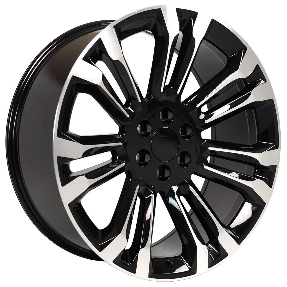 24" Replica Wheel CV43 Fits Chevrolet Silverado 1500 24x10 Black Machined Wheel