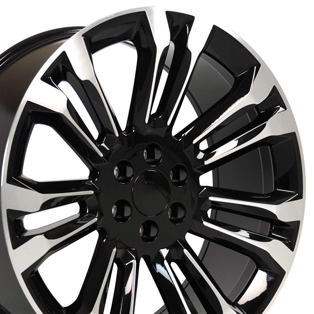 24" Replica Wheel CV43 Fits Chevrolet Silverado 1500 24x10 Black Machined Wheel
