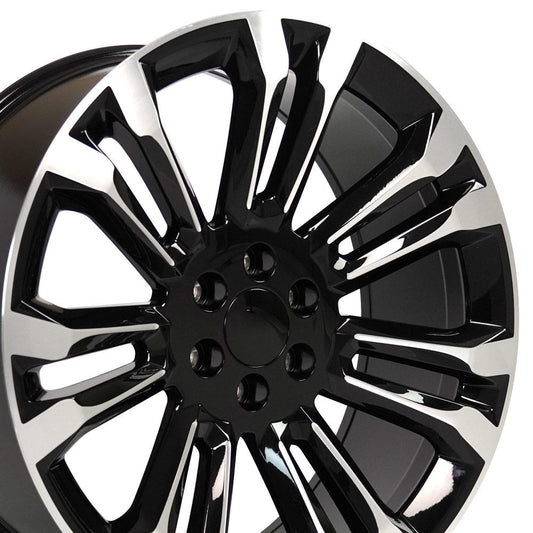 24" Replica Wheel CV43 Fits Chevrolet Silverado 1500 24x10 Black Machined Wheel