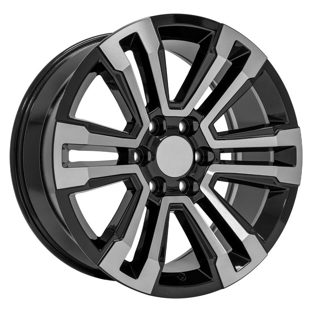 20" Replica Wheel CV44 Fits GMC Yukon Denali 20x9 Black Machined Wheel