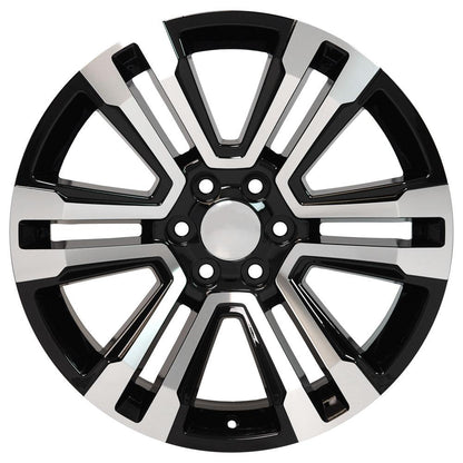 22" Replica Wheel CV44 Fits GMC Yukon 22x9 Black Mach'd Wheel