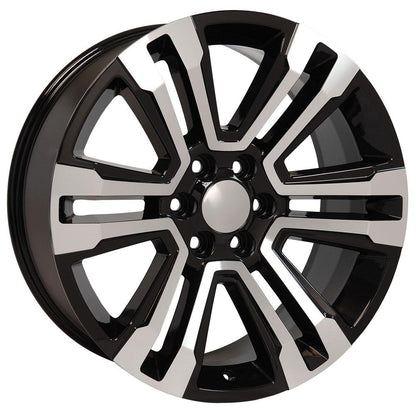 22" Replica Wheel CV44 Fits GMC Yukon 22x9 Black Mach'd Wheel