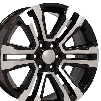 22" Replica Wheel CV44 Fits GMC Yukon 22x9 Black Mach'd Wheel